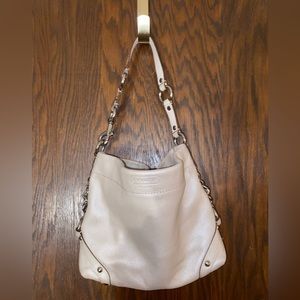 Cream Shimmer Coach Purse with Chain Handle (Used)